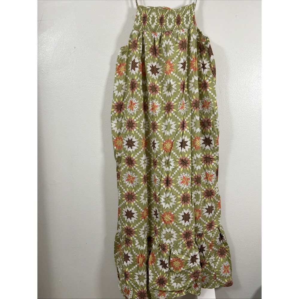 Universal Thread Women XL Green Patchwork Halter Sundress Maxi Smock 6461